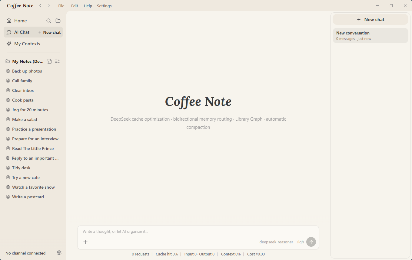 Coffee Note AI workspace